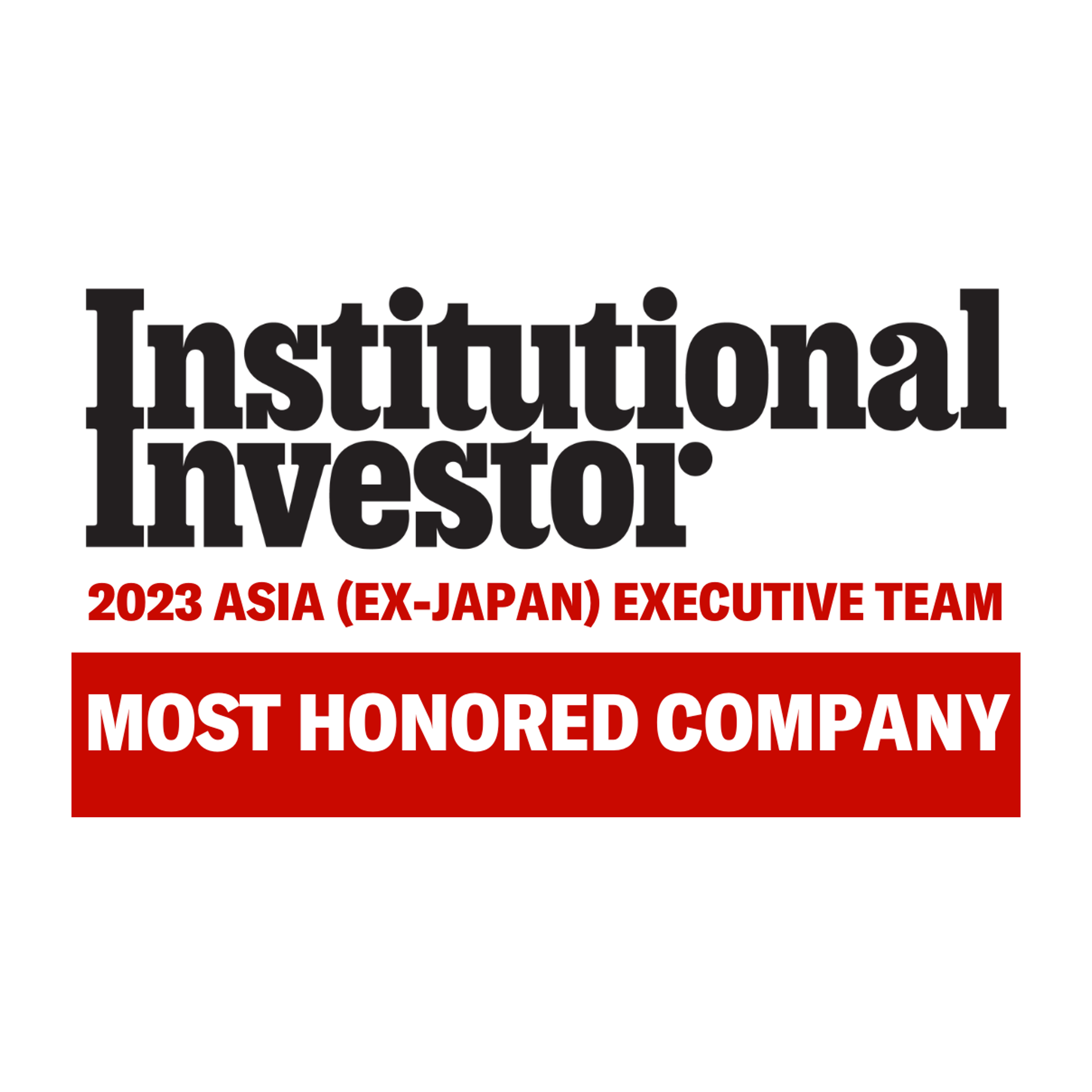 Institutional Investor - 亞洲最受尊崇企業、最佳ESG（非必需消費品產業）